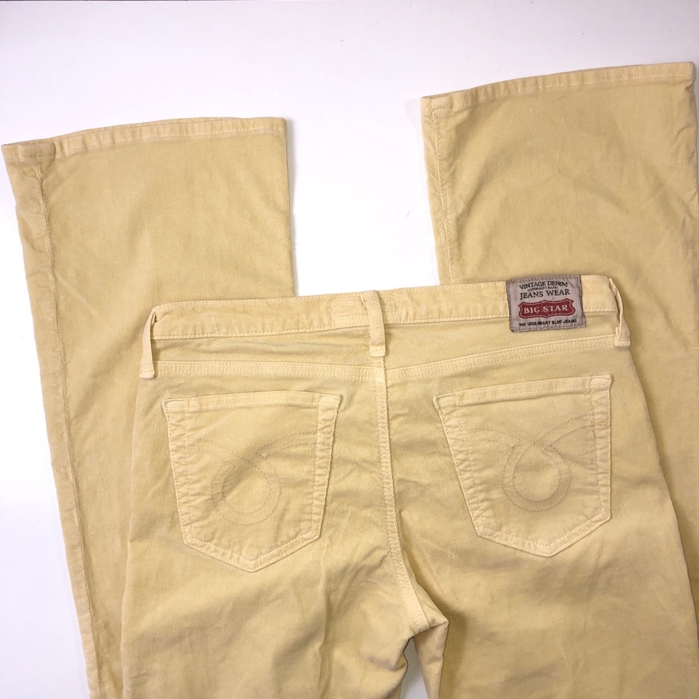 Y2K Big Star Flare Low Rise Corduroy‎ Jean Yellow Size 31R Stretch USA